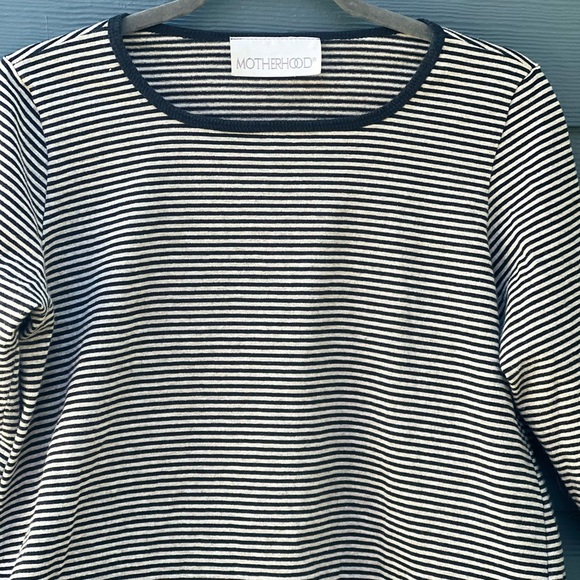 Motherhood Black and White Striped Long Sleeve Top - Picture 2 of 7
